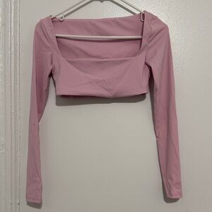 Pink Long Sleeve Crop Top